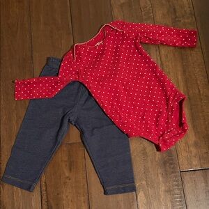 Carter's Deep Burgundy Red and Bluejean Polka Dot Kids Matching Set